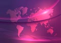 World map Speed Ã¢â¬â¹Ã¢â¬â¹Glowing Lights Modern Background violet purple Royalty Free Stock Photo